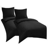 1 x RAW Customer Returns WAVVE bed linen 135x200 4-piece black - duvet covers 135 x 200 set of 2 with pillowcases 80x80 cm, bed linen sets 135x200cm made of microfiber with zipper soft - RRP €27.99