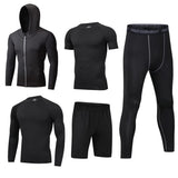 1 x RAW Customer Returns HZQIFEI 5 Piece Sports Set Men s Clothing Sportswear Hooded Jacket Compression Shirts Compression Pants Shorts Set Style 5, XXL  - RRP €39.82