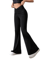 1 x RAW Customer Returns GORGLITTER women s flared trousers, casual trousers, long trousers, jogging trousers, sweatpants, elastic waistband with ruffled waist, black S - RRP €28.22