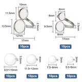 1 x RAW Customer Returns PH PandaHall 20pcs 2 Styles Finger Ring Blank Base Adjustable Flat 0.2 Ring Base Adjustable Ring with Tray Ring Base Pad with 10pcs 5.5 7.5 9.5 11.5mm Cabochon for DIY Ring - RRP €20.4