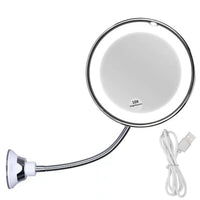 2 x RAW Customer Returns Agatige 10x Magnification Illuminated Makeup Mirror, 3 Adjustable Touch Control Brightness Small Led Light Makeup with Locking Suction Cup Base for Bathroom Vanity Shower and Travel - RRP €40.8