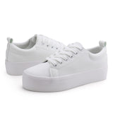 1 x RAW Customer Returns JABASIC Platform Sneakers Women s Comfortable Casual Sneaker Walking Shoes 40, White  - RRP €43.36