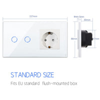 1 x RAW Customer Returns CNBINGO Touch light switch with Schuko socket flush-mounted - double wall switch in white - touch switch with glass frame and status LED - 500W compartment - RRP €22.88