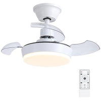 1 x RAW Customer Returns Mpayel Ceiling Fan with Light and Remote Control, 60cm Modern Ceiling Fan with 3 Retractable Blades, 6 Wind Speeds, Retractable Ceiling Fan Light for Bedroom, White - RRP €99.17