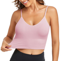 1 x Brand New Litthing Sports Bra Camisole Tank Tops Seamless Push Up Lingerie Brassiere Padded Yoga Bra for Women Strap Shorts Pink, XXL  - RRP €22.8