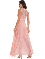 1 x Brand New Meetjen Wedding Dresses for Guests Bridesmaid Dress Women Long Cocktail Dress Elegant Mullet Lace Dress Sleeveless Evening Dress Chiffon Blush 2XL - RRP €59.48