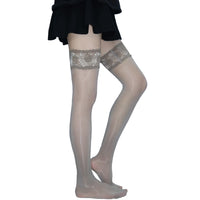 15 x Brand New GOCBOBO Women s Hold-Up Stockings with Non-Slip Silicone Lace Top Sexy Transparent Oily Silk High Socks 8 DEN Gray - RRP €342.0