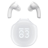 1 x RAW Customer Returns ACEFAST T9 Bluetooth Headphones, In Ear Headphones Wireless Bluetooth 5.3 Headphones with 4 Mic, 2024 New ENC Noise Cancelling Wireless Earbuds 30H Juicy Bass, Crystal Earbuds LED Display, White - RRP €29.99