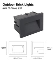 1 x RAW Customer Returns DAWALIGHT Brick Outdoor Lights LED 3W 3000K Warm White, Recessed Outdoor Wall Lights Dark Gray Mains Operated for Stairs Bathroom Garden Hallway Steps - RRP €27.13