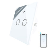 1 x RAW Customer Returns MoesGo Smart Alexa Light Switch Touch WiFi RF433 No neutral wire required, without neutral wire Wifi Switch Work with Smart Life Tuya app, Alexa and Google Home 1 Way Black 2 Gang - RRP €22.07