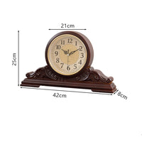 1 x RAW Customer Returns Tikwisdom Wall Clock Living Room Decorative Mantel Clock Desk Clock Scanning Silent Movement Vintage Mantel Clock Antique Mahogany Color Length 42 cm - RRP €60.68