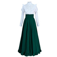 1 x RAW Customer Returns CR ROLECOS Victorian Dress for Women 1800s Classic 2 Piece Renaissance Dress Costume Green XL - RRP €52.33