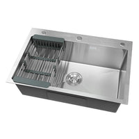 1 x RAW Customer Returns Kitchen Sink 304 Stainless Steel Kitchen Sink Multifunctional Kitchen Sink with 3 Holes Built-in Sink 1 Bowl 55 x 45 cm, Stainless Steel  - RRP €120.99