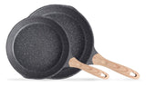 1 x RAW Customer Returns JEETEE 2-piece pan set, frying pan set 20cm 26cm, suitable for induction, made of forged aluminum with non-stick coating, for all types of stoves, PFOA-free - RRP €42.99