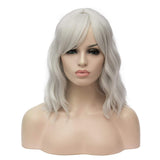 1 x RAW Customer Returns ATAYOU Women s Short Wavy Silver Gray Full Bangs Soft Bob Wig - RRP €24.18