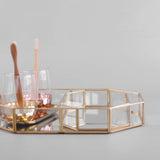 1 x RAW Customer Returns SLHEQING Mirror Tray Gold Vintage Mirror Tray Makeup Jewelry Organizer, Mirrored Metal Decoration - RRP €19.98