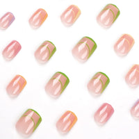 1 x Brand New JUSTOTRY Pack of 24 pastel square nails for sticking on, short, colored French press on nails, beautiful artificial nails, fake nails with glue, square fingernails, artificial nails for women - RRP €8.87