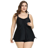 1 x RAW Customer Returns Hanna Nikole Tankini Set Women Plus Size Beach Tummy Control Beachwear Black 58 - RRP €45.37