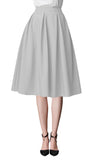 1 x RAW Customer Returns Women s Flared A line Pleated Flared Midi Skirt S, Light Grey  - RRP €28.21