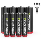 1 x RAW Customer Returns Delyeepow USB-C AA AAA batteries lithium rechargeable, 1.5V 3400mWh AA 4 pieces 1200mWh AAA 4 pieces USB rechargeable batteries with 4-in-1 USB-C charging cable, 1 hour quick charge, 1500 cycles - RRP €36.99