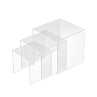 1 x RAW Customer Returns Sezanrpt Clear Acrylic Risers 3-Piece, Square Acrylic Food Display Stand Table Top, Display Shelf for Sellers, Collectibles, Funko Pop, Perfume, Small Plants - 12.7x15.2x17.8CM - RRP €26.21