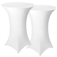 1 x RAW Customer Returns Granbest Pack of 2 Cocktail Table Covers Built-in Spandex Square Corners Bar Table Covers for Party, Banquet, Wedding Event, Exhibition, Outdoor White, 80-85cm  - RRP €25.2