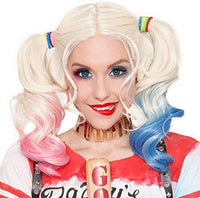 1 x RAW Customer Returns Wig for Harley Quinn Girls Kids Suicide Squad Pink and Blue With Two Ponytails for Women Ladies Girls Costume Party Carnival Cosplay Wigs 061A - RRP €18.14