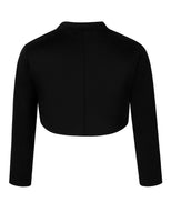 1 x RAW Customer Returns Clearlove Women s Bolero Elegant Cardigan Short 3 4 Sleeve Shoulder Jacket, Black Upgrade, M - RRP €26.99