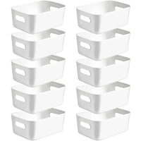 1 x RAW Customer Returns VICDUEKG 10 Pack Storage Box Plastic Storage Basket Kitchen Cabinet Organizer with Handles Basket Storage Box Baskets Plastic Box for Bathroom Kitchen Pantry White, Medium  - RRP €27.22