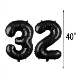 4 x Brand New 32nd Birthday Balloon Decoration Black 32 Balloons Party Supplies Number 32 Foil Mylar Balloons Latex Balloon Gifts for Girls Boys Women Men - RRP €39.96