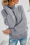 1 x RAW Customer Returns Sweezarmo Elegant Sweater for Women Loose Pullover High Neck Casual Solid Color Top M Medium Gray - RRP €37.3