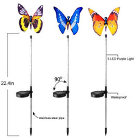 1 x RAW Customer Returns eaaerr Solar LED Outdoor Garden Lights 3 Pieces Butterfly Solar Lights, Color Changing Solar Stake Light Fiber Garden Lights for Parties, Outdoors, Lawn, Yard, Path - RRP €23.99