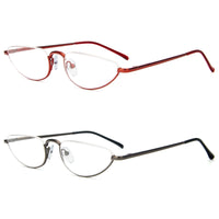 1 x RAW Customer Returns KoKoBin 2 Pack Unisex Half Moon Reading Glasses Half Frame Metal Spring Hinge Thin Reading Glasses 2 Pairs, 2  - RRP €58.8