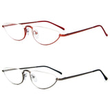 1 x RAW Customer Returns KoKoBin 2 Pack Unisex Half Moon Reading Glasses Half Frame Metal Spring Hinge Thin Reading Glasses 2 Pairs, 2  - RRP €58.8