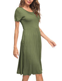 1 x Brand New AUSELILY Women s Dresses Summer Summer Dresses Knee-Length Short Sleeve Casual Dress Chic Shirt Dresses with Pockets Army Green, S  - RRP €28.99