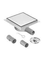 1 x RAW Customer Returns Neodrain floor drain shower stainless steel shower channel square 20 x 20 cm 360 siphon with odor trap and hair filter 2 in 1 tileable drain channel shower drain - RRP €59.45