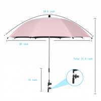 1 x RAW Customer Returns STARRY CITY Stroller Umbrella 75cm Diameter Baby Universal Parasol with Adjustable Clamp with Clip on Buggy 50 UV-with Clip on Sun Protection for Children Pink  - RRP €27.16