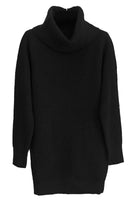 1 x RAW Customer Returns Viottiset Women s Oversized Long Sleeve Mini Sweater Dress Turtleneck Ribbed Chunky Knitted Pullover 01 Black M - RRP €48.4