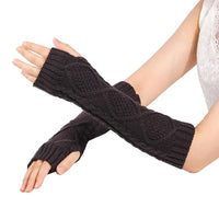 1 x Brand New QZMVER Women s Fingerless Winter Knitted Gloves, Women s Winter Arm Warmers, Warm Pure Acrylic Long Fingerless Gloves for Women, Fingerless Arm Warmers, Women s Winter Knitted Gloves-brown. - RRP €14.11