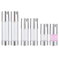 1 x RAW Customer Returns BENECREAT 6pcs 3 Sizes Empty Vacuum Pump Bottles, 15ml 30ml 50ml Airless Vacuum Pump Press Bottles With Silver Head For Travel Makeup Cream, Essential Oils, Liquids - RRP €14.81