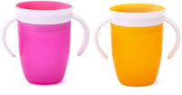 1 x RAW Customer Returns Longsing 2 Pack Baby 360 Silicone Leak-Proof Drinking Cups for Training Your Baby to Drink Water Orange and Rose  - RRP €15.98