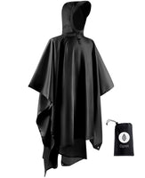 1 x RAW Customer Returns Opret Waterproof Rain Poncho Women Men, Lightweight Breathable Rain Cape 3-in-1 Multifunctional Raincoat Rain Cover Rain Poncho for Hiking and Camping - Black - RRP €19.99