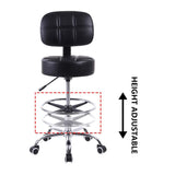 1 x RAW Customer Returns KKTONER Round Swivel PU Leather Laboratory Stool Work Chair with Height Adjustable Backrest Black Color - RRP €69.56