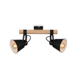 1 x RAW Customer Returns Lumisense - Spotlight, retro ceiling spotlight, vintage wall light, adjustable and swiveling spotlights, 2XE27, max. 35 W, wood-metal, black - RRP €38.84