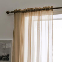 1 x RAW Customer Returns MIULEE Set of 2 Voile Curtains Transparent Curtains Made of Voile Polyester Rod Pull-through Transparent Living Room Airy Decorative Curtain for Bedroom Brown 55 W x 96 L, Rod Pocket - RRP €21.17