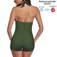 1 x RAW Customer Returns Durio Women s One Piece Swimsuit Tummy Control Swimwear Swimsuit Beachwear Monokinis Halterneck Push up Plus Size Army Green 44-46 Tag Size 2XL  - RRP €36.29