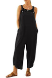 1 x RAW Customer Returns MAGIMODAC Women s Baggy Dungarees Cotton Jumpsuit Overall Dungarees Trouser Suit Pants Long with Pockets 34 36 38 40 42 44 46 48 50 Black, 42  - RRP €28.22