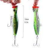 1 x RAW Customer Returns GudGmtoy 3Pcs Floating Lure Popper Bait Topwater Fishing Lures Big Popper Fishing Lures Saltwater Fishing Artificial Hard Lure Bass Tuna Popper Lure for Sea Bass, Pike, Perch, Muskie 13cm - RRP €16.13