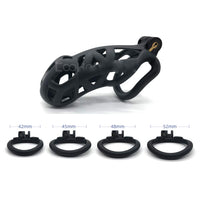 1 x RAW Customer Returns ChicLSQ Ventilation Penis Cage Chastity Belt Set with 4 Cock Rings Small Chastity Chastity Cage Man Bondage Extreme for Men Chastity Penis Cage Black Curved Ring-XL  - RRP €33.26