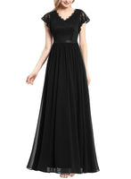 1 x RAW Customer Returns Dressystar Women s Floral Lace Elegant Evening Dresses Maxi Long Chiffon Cocktail Dress Prom Dresses Black XXL - RRP €65.15